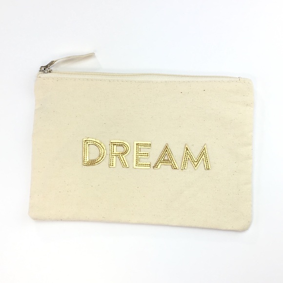 Gold Graphic DREAM Canvas Cosmetic Bag - Picture 5 of 6